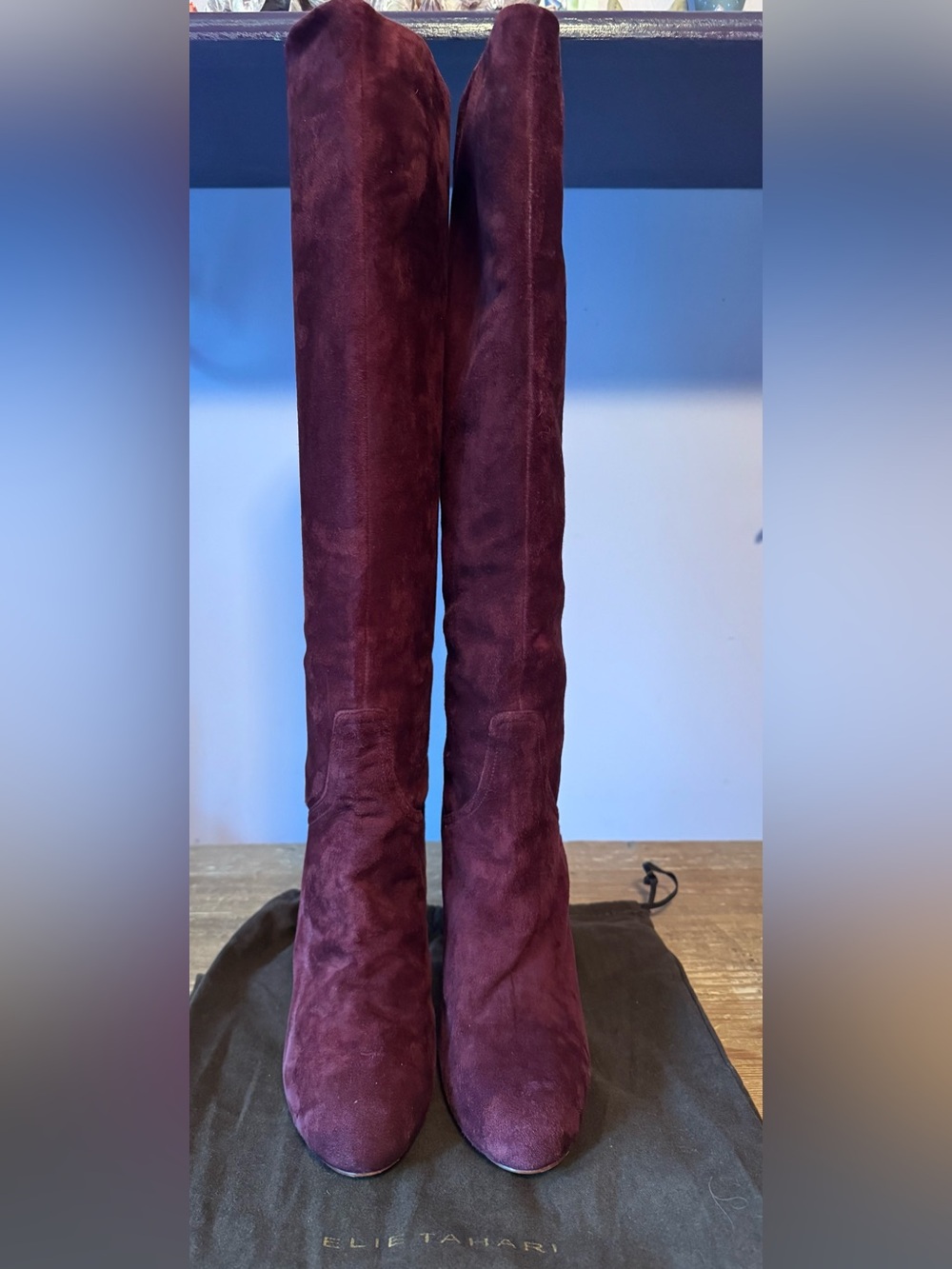 Elie Tahari Women's Burgundy Suede Over-the-Knee 21” Boots NWT. Size 7 or 38